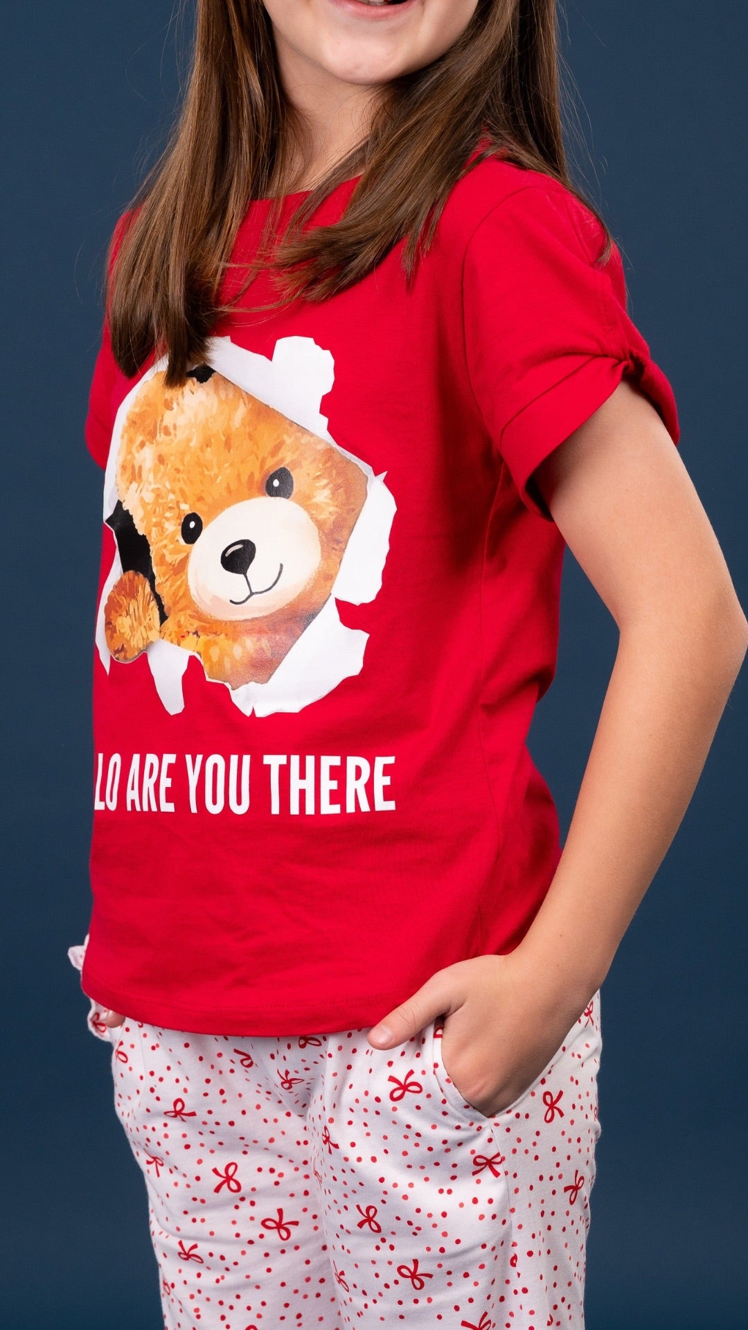 Pijama Teddy 2 piezas , blusa  manga corta  , y pantalón con bolsas 