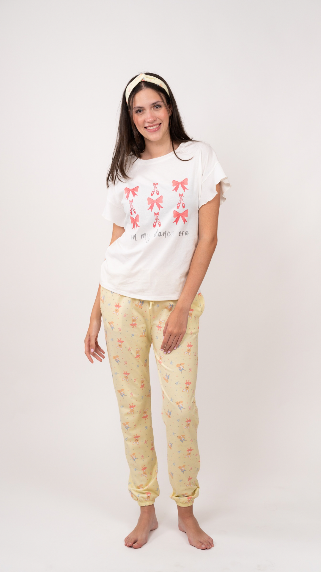 Pijama Clásica Ballet 2 piezas , blusa  manga corta  , y pantalón con bolsas 
