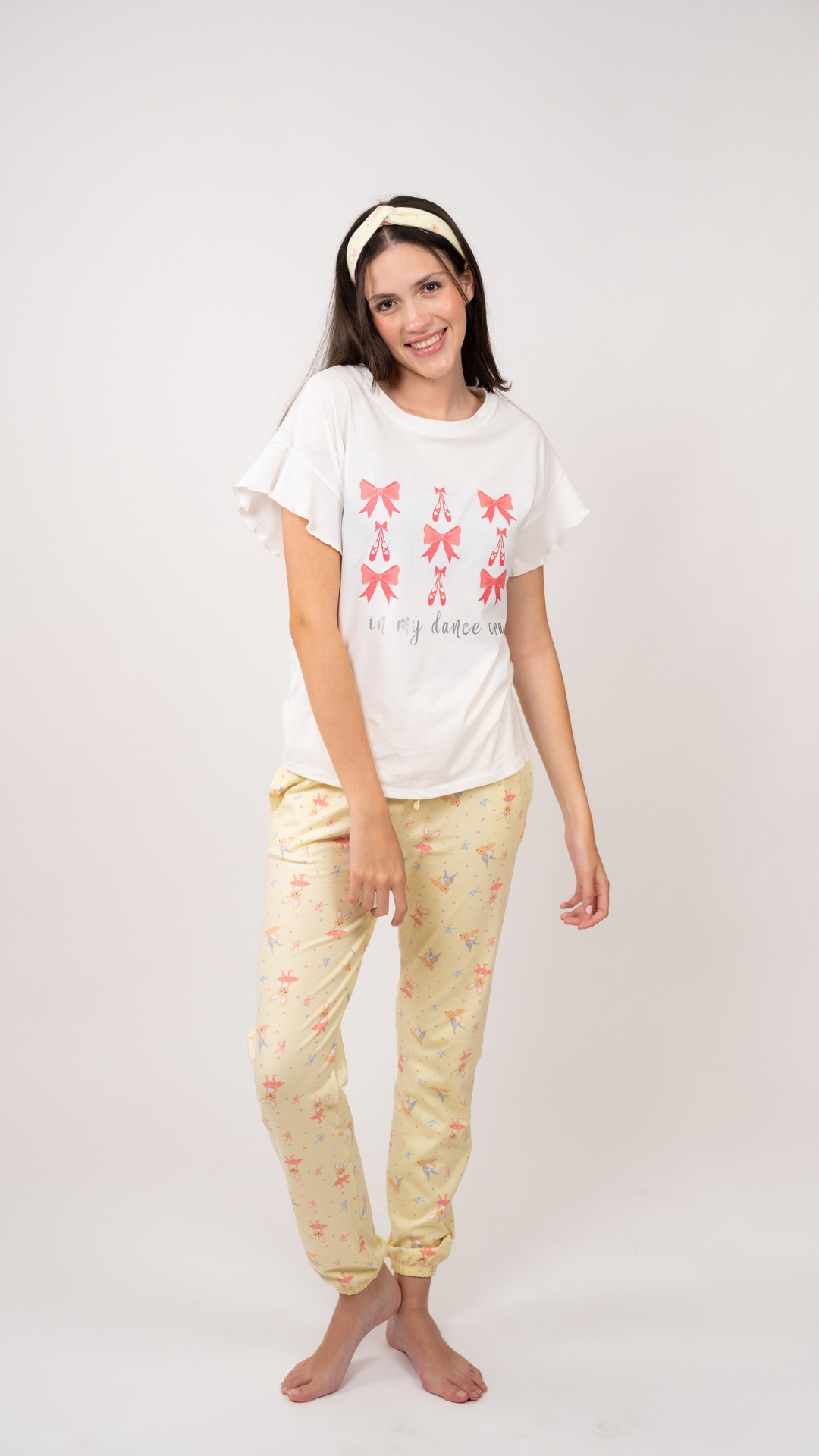Pijama Clásica Ballet 2 piezas , blusa  manga corta  , y pantalón con bolsas 